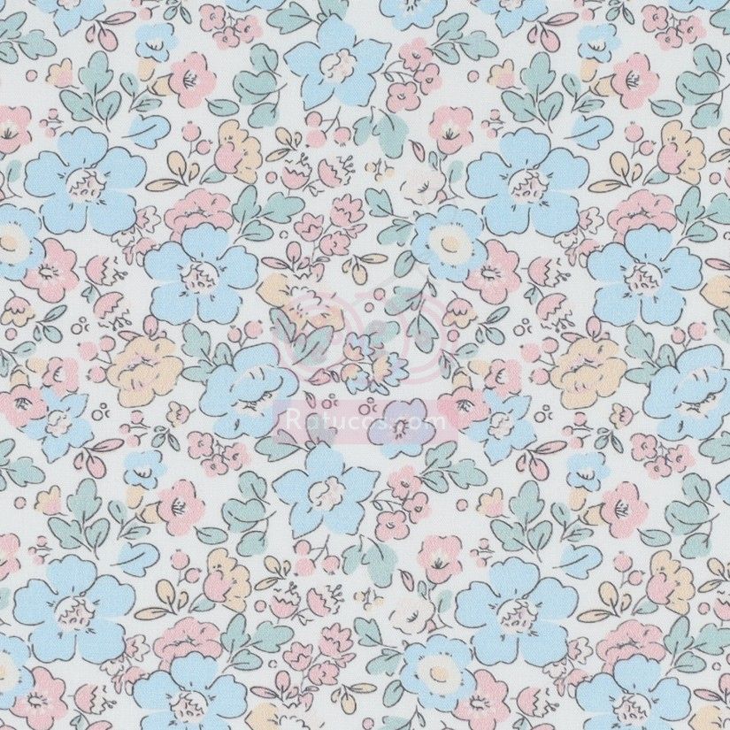 Tissus Flowers blue